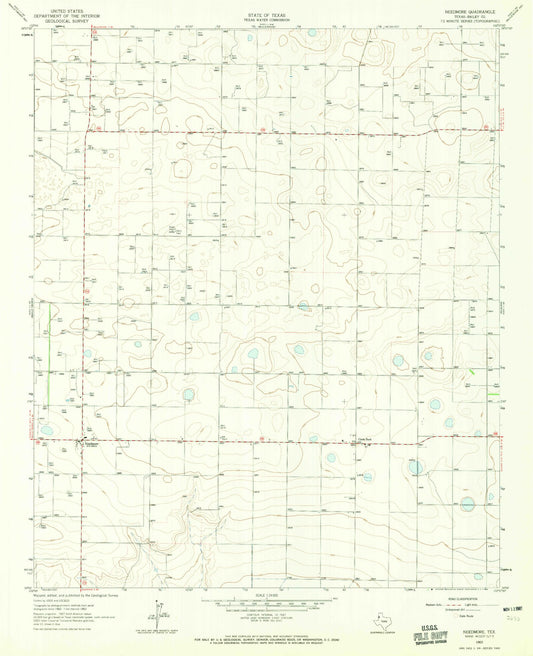 Classic USGS Needmore Texas 7.5'x7.5' Topo Map Image