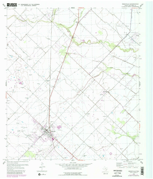 Classic USGS Needville Texas 7.5'x7.5' Topo Map Image
