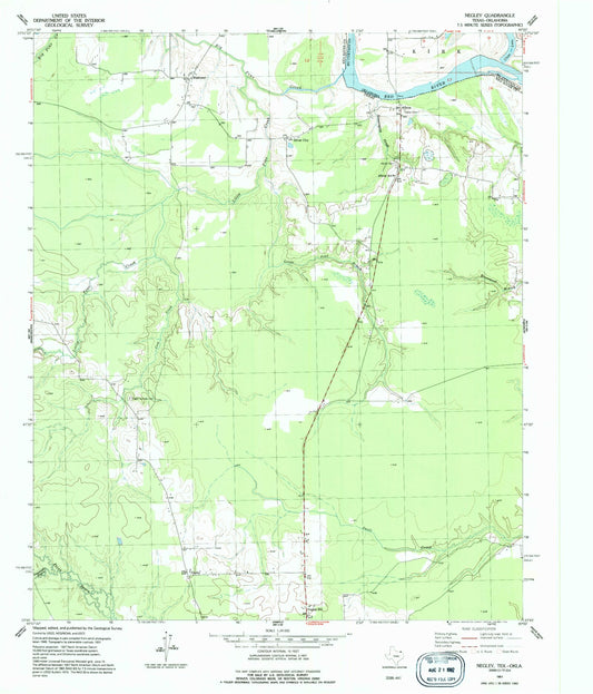 Classic USGS Negley Texas 7.5'x7.5' Topo Map Image