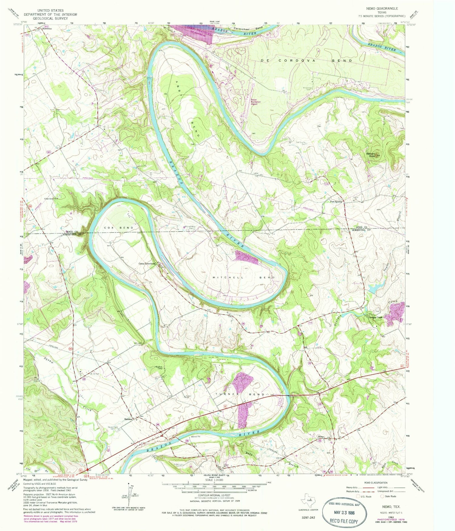 Classic USGS Nemo Texas 7.5'x7.5' Topo Map Image