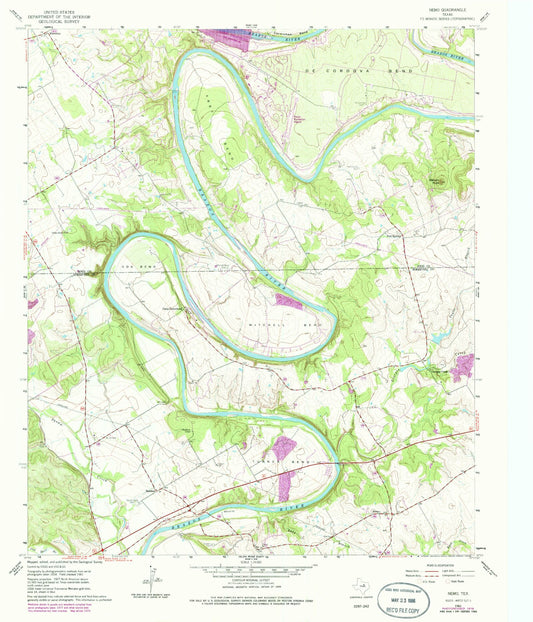 Classic USGS Nemo Texas 7.5'x7.5' Topo Map Image
