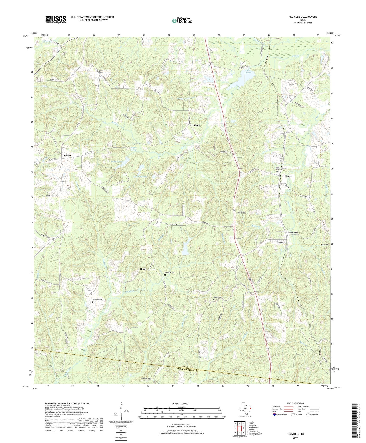 Neuville Texas US Topo Map Image