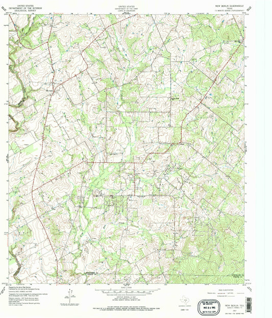 Classic USGS New Berlin Texas 7.5'x7.5' Topo Map Image