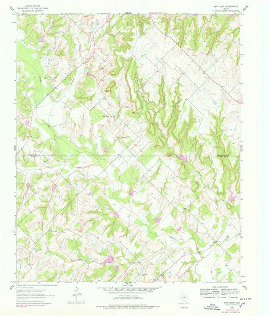 Classic USGS New Harp Texas 7.5'x7.5' Topo Map Image