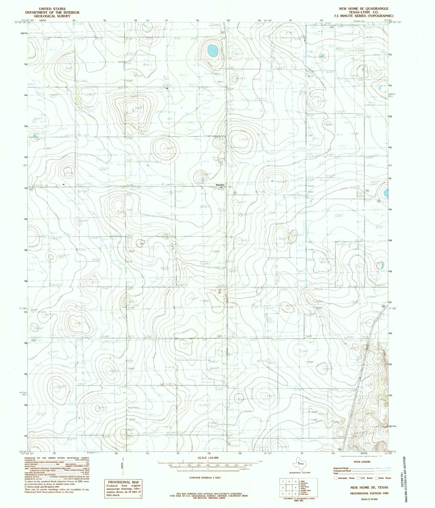 Classic USGS New Home SE Texas 7.5'x7.5' Topo Map Image