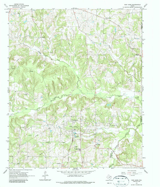 Classic USGS New Hope Texas 7.5'x7.5' Topo Map Image