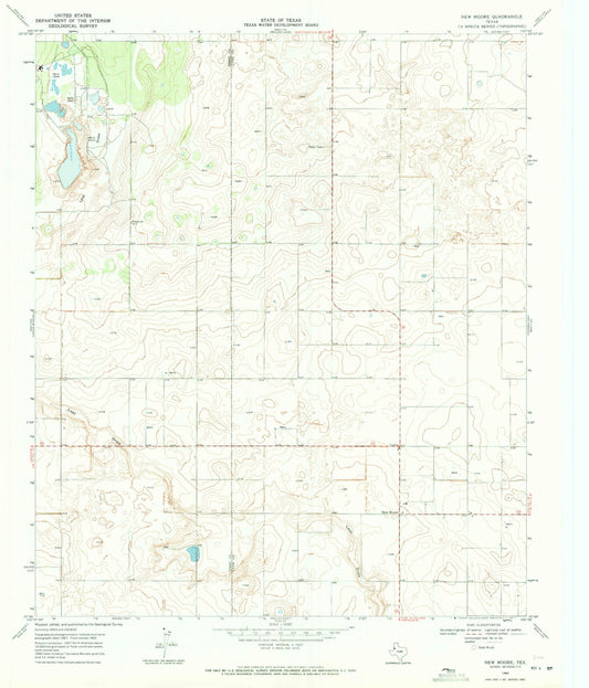 Classic USGS New Moore Texas 7.5'x7.5' Topo Map Image