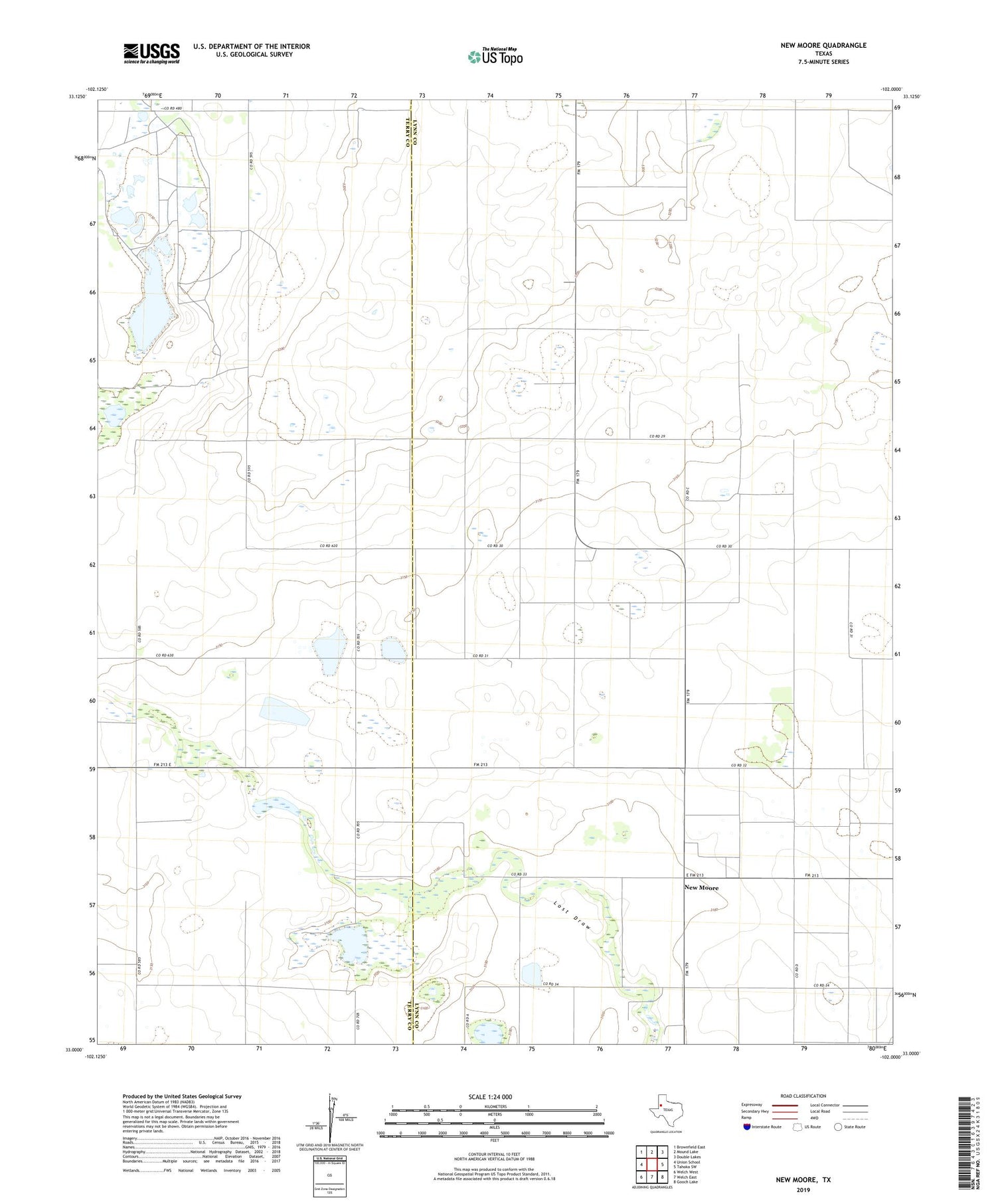New Moore Texas US Topo Map Image