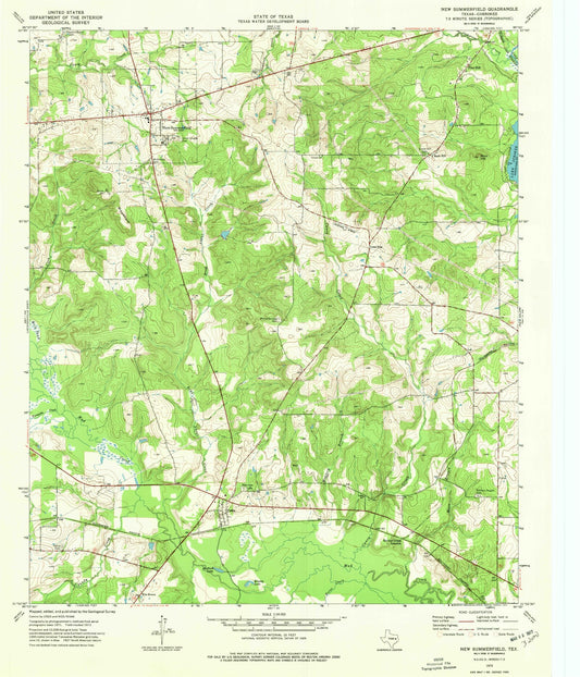 Classic USGS New Summerfield Texas 7.5'x7.5' Topo Map Image