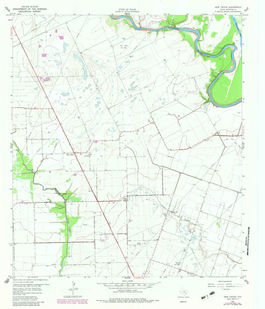 Classic USGS New Taiton Texas 7.5'x7.5' Topo Map Image