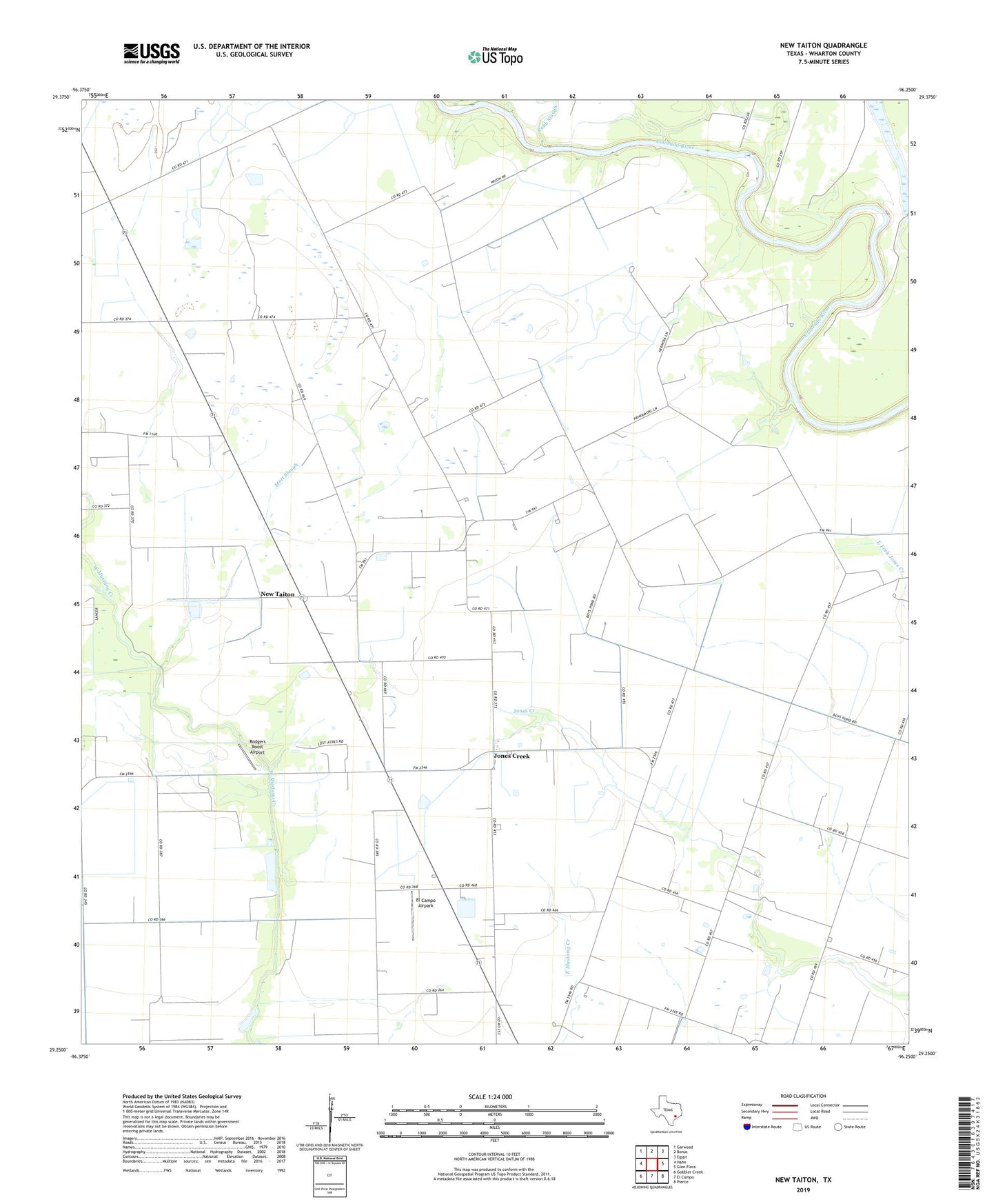 New Taiton Texas US Topo Map Image