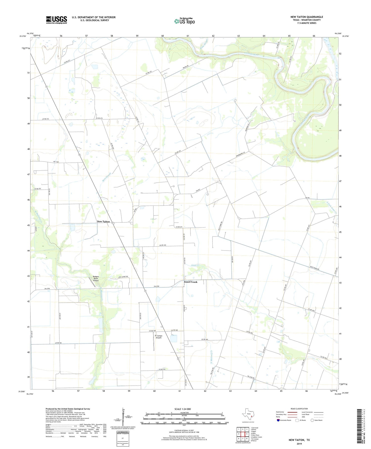 New Taiton Texas US Topo Map Image