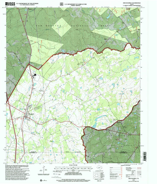 Classic USGS New Waverly Texas 7.5'x7.5' Topo Map Image