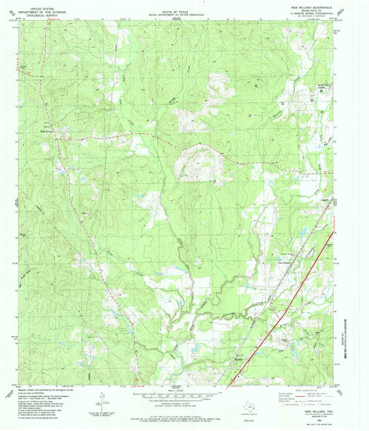 Classic USGS New Willard Texas 7.5'x7.5' Topo Map Image
