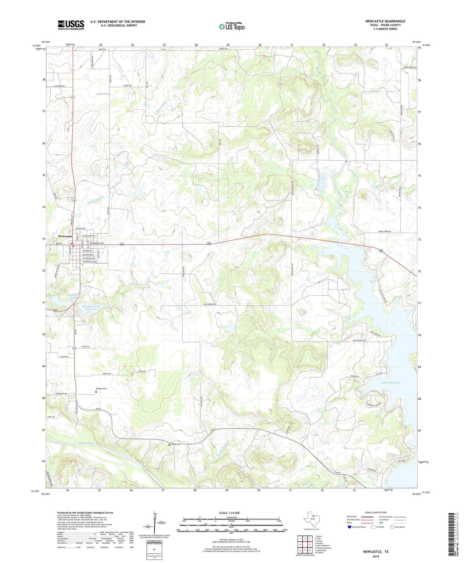 Newcastle Texas US Topo Map Image