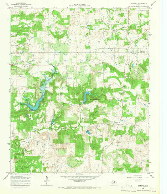 Classic USGS Newport Texas 7.5'x7.5' Topo Map Image