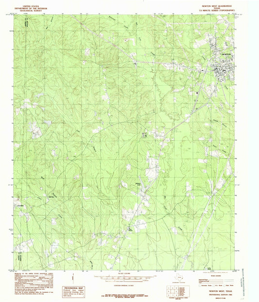 Classic USGS Newton West Texas 7.5'x7.5' Topo Map Image