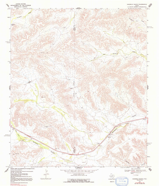Classic USGS Ninemile Ranch Texas 7.5'x7.5' Topo Map Image