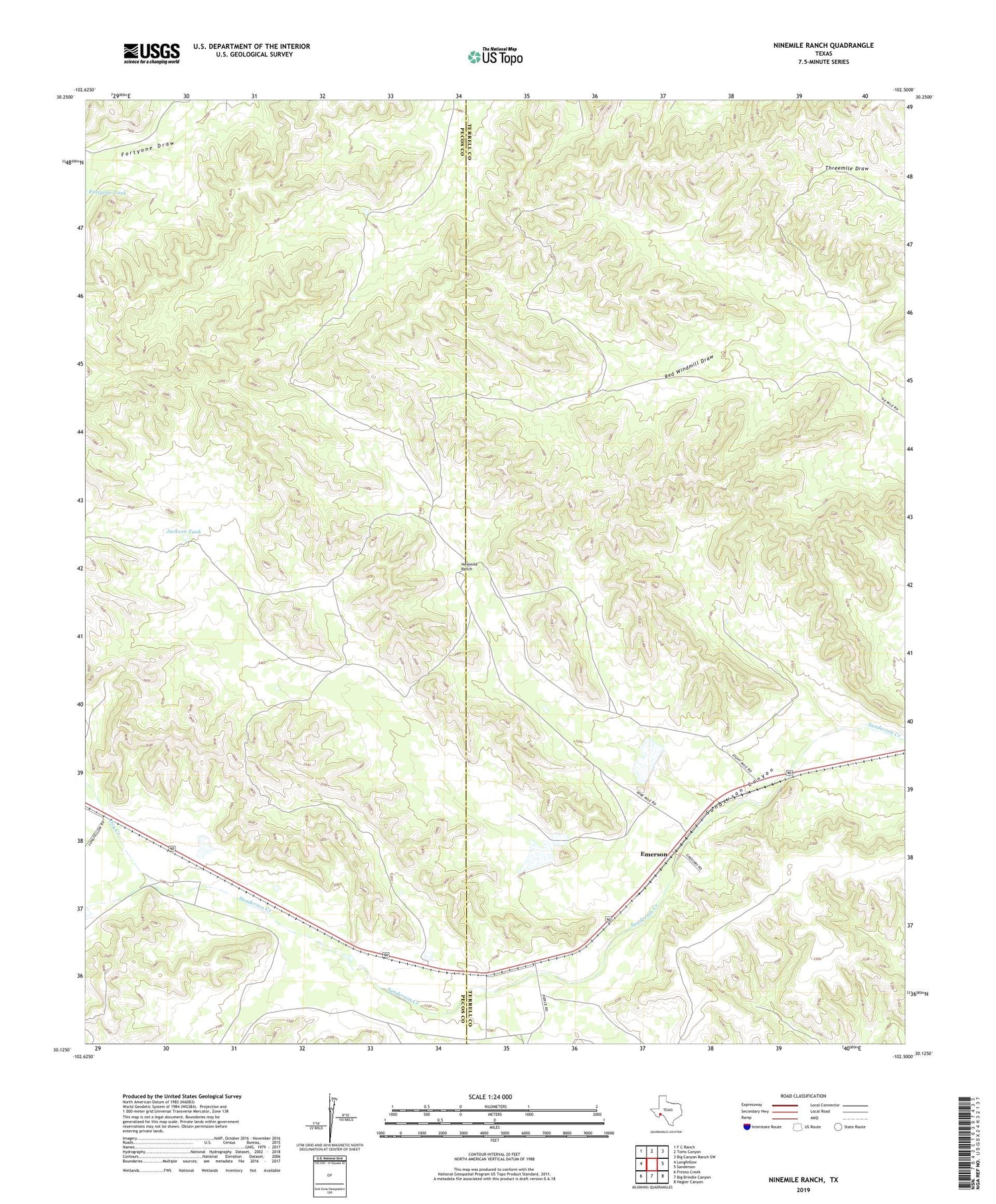 Ninemile Ranch Texas US Topo Map Image
