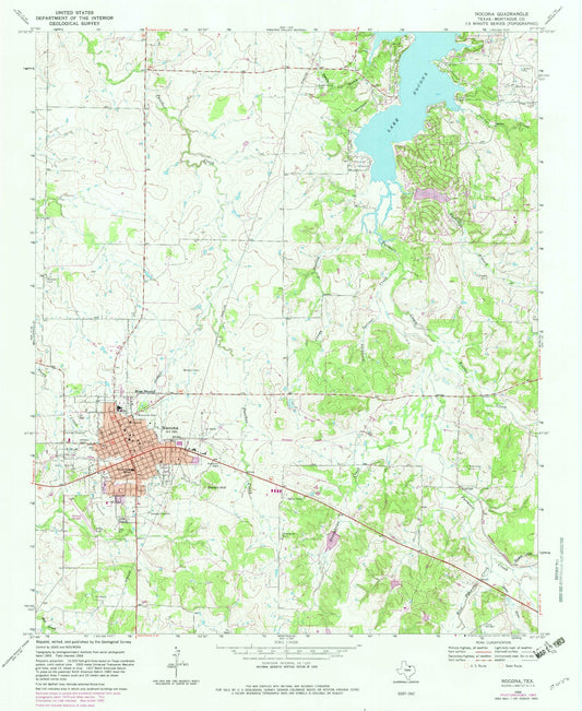 Classic USGS Nocona Texas 7.5'x7.5' Topo Map Image