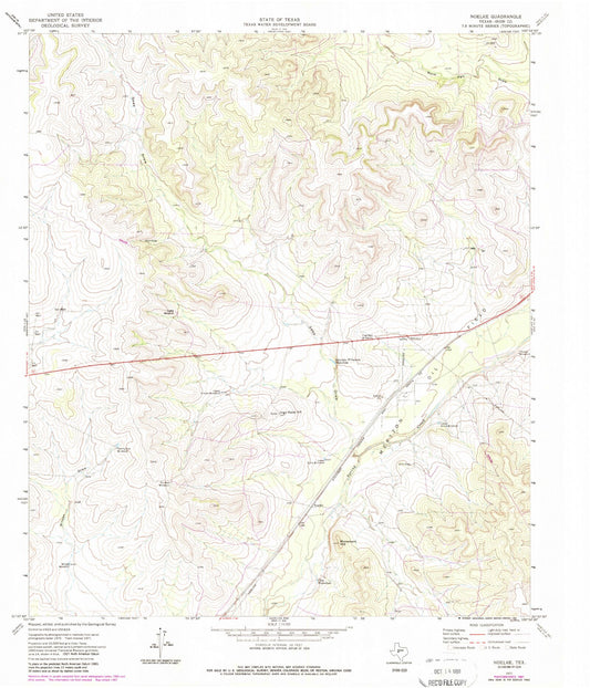 Classic USGS Noelke Texas 7.5'x7.5' Topo Map Image