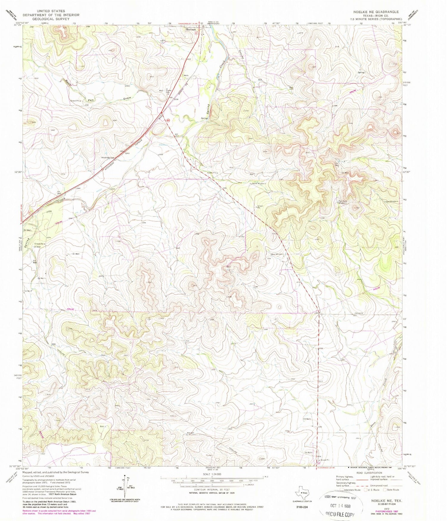 Classic USGS Noelke NE Texas 7.5'x7.5' Topo Map Image