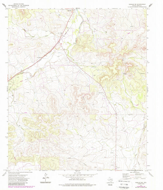 Classic USGS Noelke NE Texas 7.5'x7.5' Topo Map Image