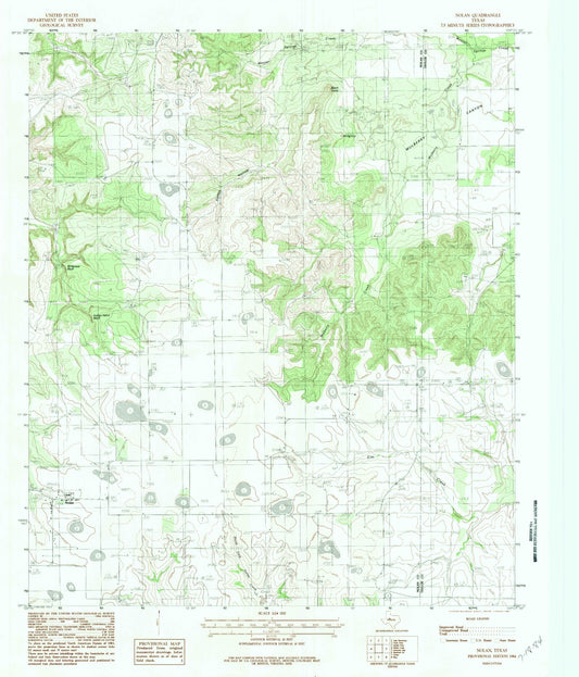 Classic USGS Nolan Texas 7.5'x7.5' Topo Map Image
