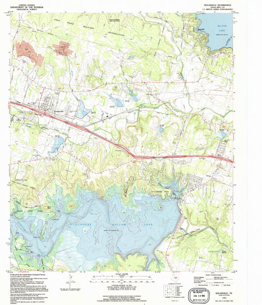 Classic USGS Nolanville Texas 7.5'x7.5' Topo Map Image