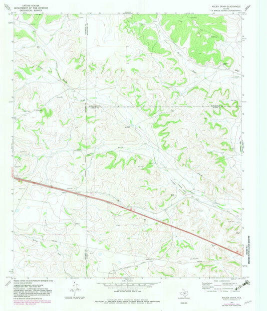 Classic USGS Nolen Draw Texas 7.5'x7.5' Topo Map Image