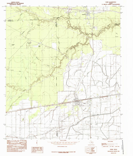 Classic USGS Nome Texas 7.5'x7.5' Topo Map Image