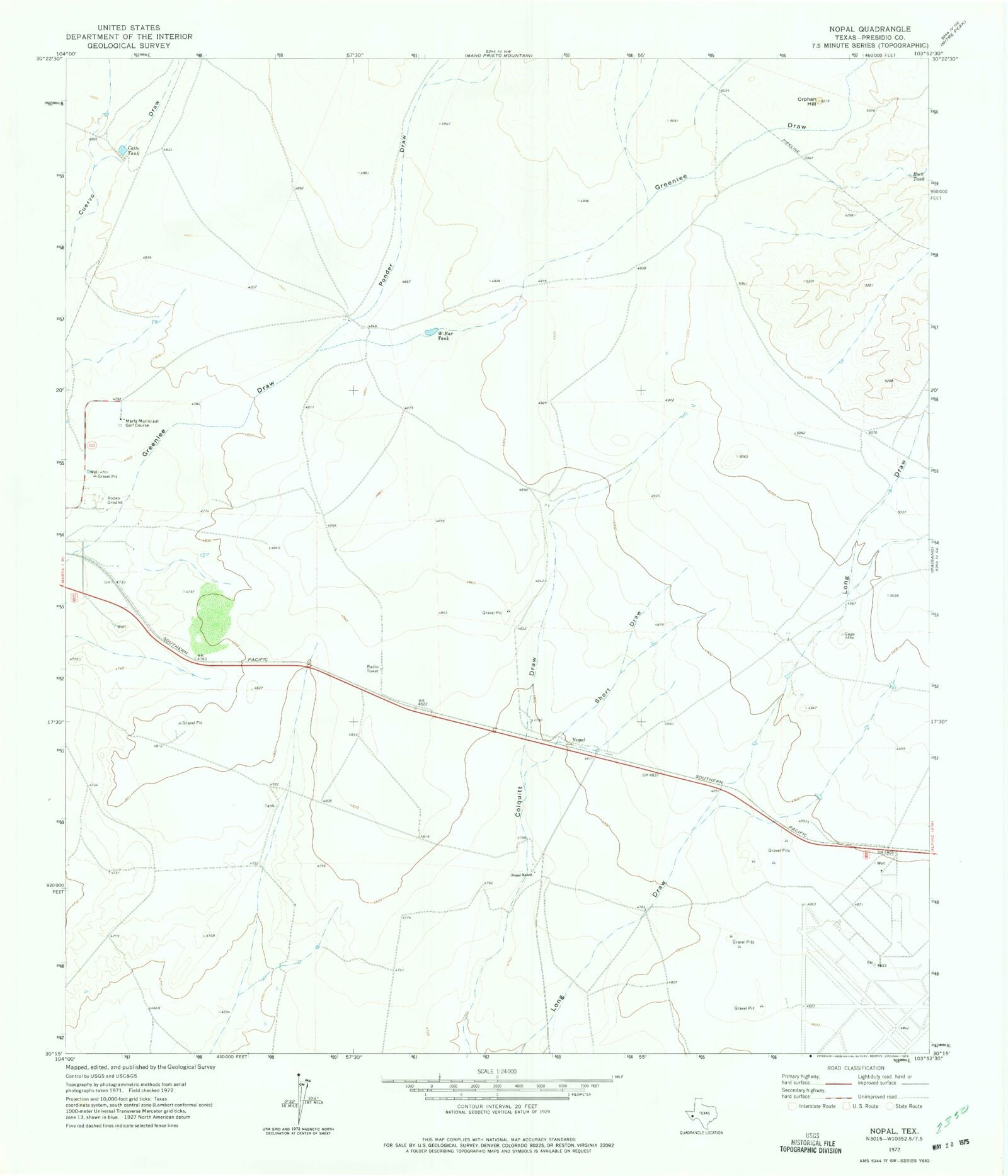 Classic USGS Nopal Texas 7.5'x7.5' Topo Map – MyTopo Map Store