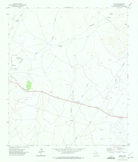 Classic USGS Nopal Texas 7.5'x7.5' Topo Map Image