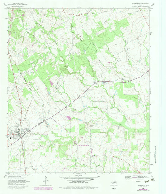 Classic USGS Normangee Texas 7.5'x7.5' Topo Map Image