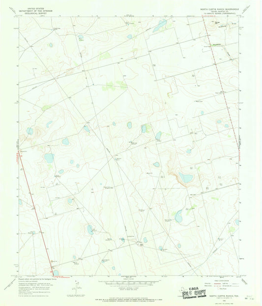 Classic USGS North Curtis Ranch Texas 7.5'x7.5' Topo Map Image