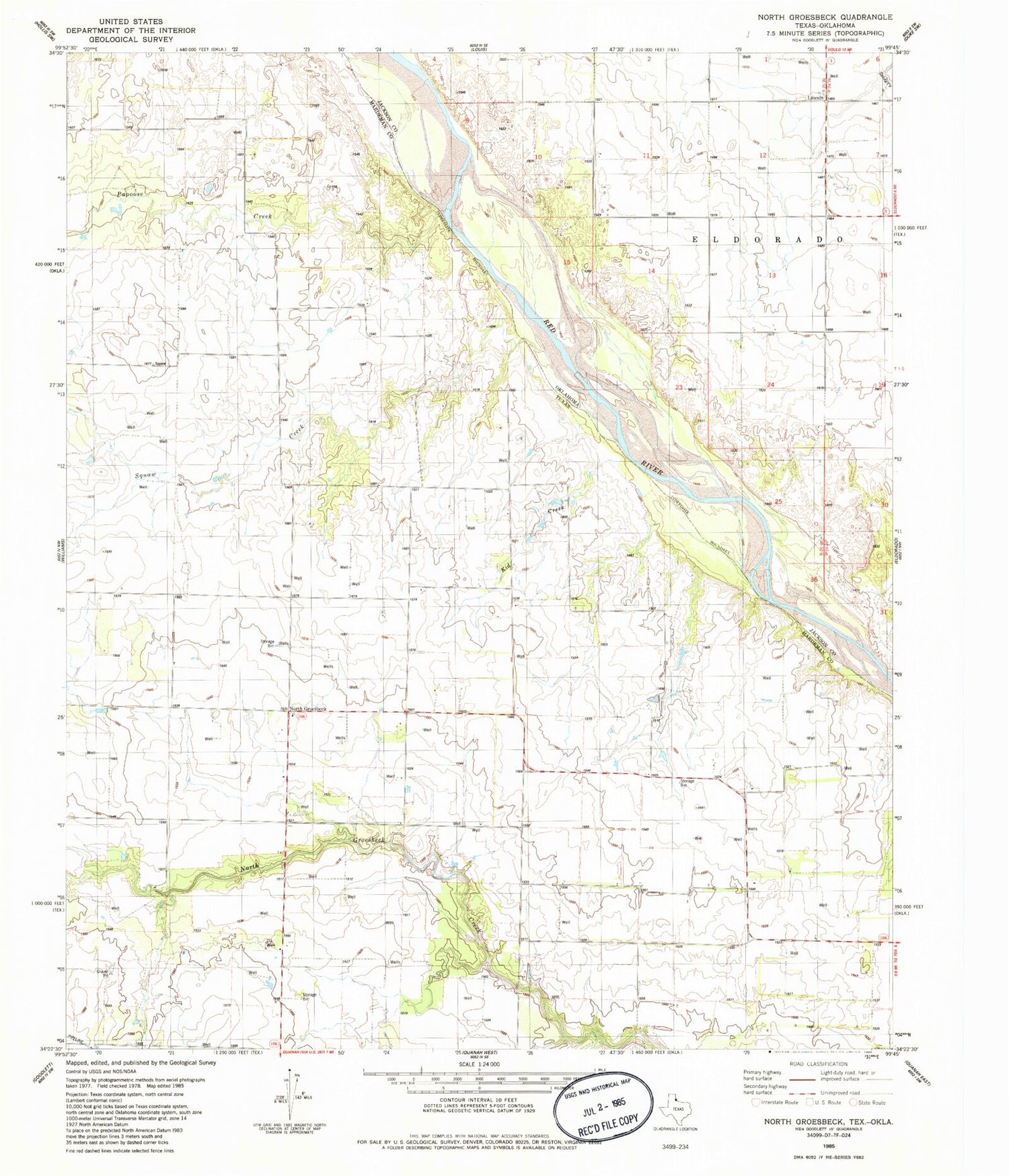 Classic USGS North Groesbeck Texas 7.5'x7.5' Topo Map Image