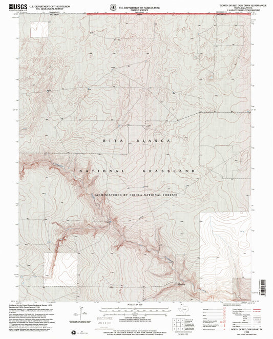Classic USGS North of Red Cow Draw Texas 7.5'x7.5' Topo Map Image