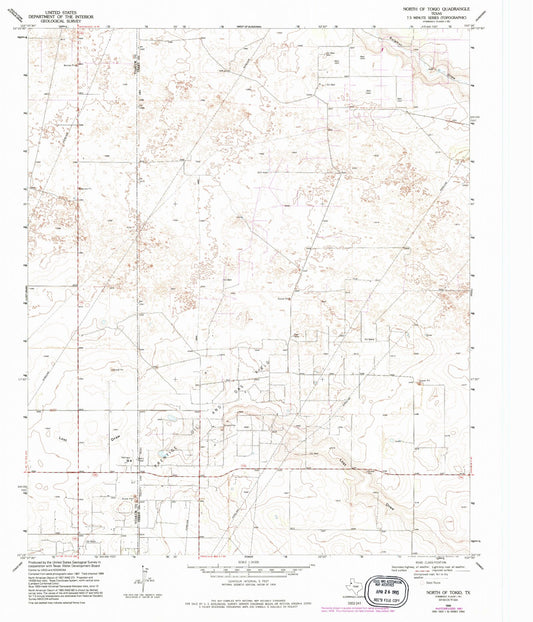 Classic USGS North of Tokio Texas 7.5'x7.5' Topo Map Image