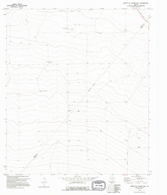 Classic USGS North of Tucker Hill Texas 7.5'x7.5' Topo Map Image