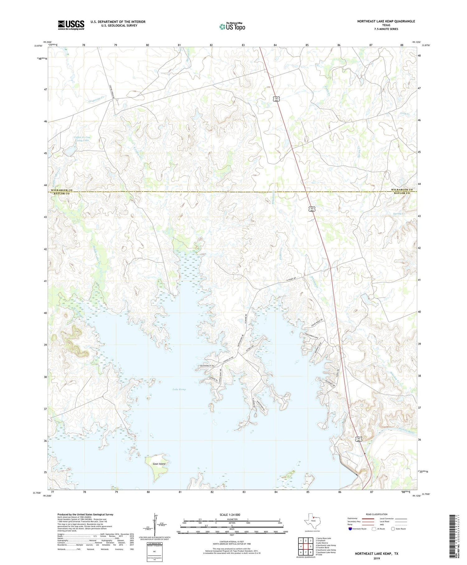 Northeast Lake Kemp Texas US Topo Map Image