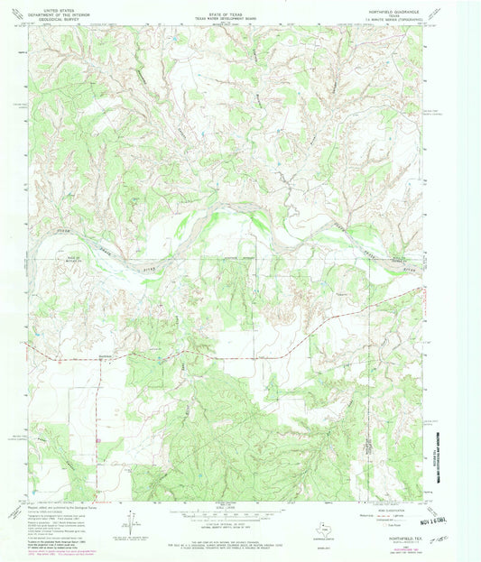 Classic USGS Northfield Texas 7.5'x7.5' Topo Map Image
