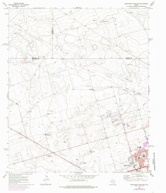 Classic USGS Northwest Midland Texas 7.5'x7.5' Topo Map Image