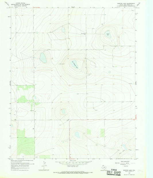 Classic USGS Norton Lake Texas 7.5'x7.5' Topo Map Image