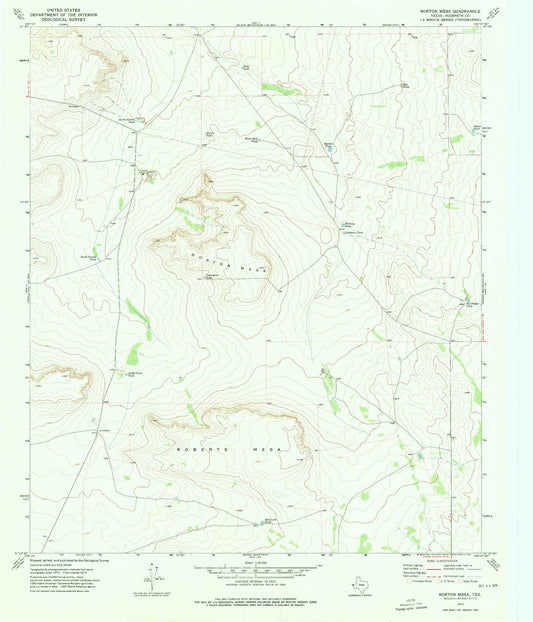 Classic USGS Norton Mesa Texas 7.5'x7.5' Topo Map Image