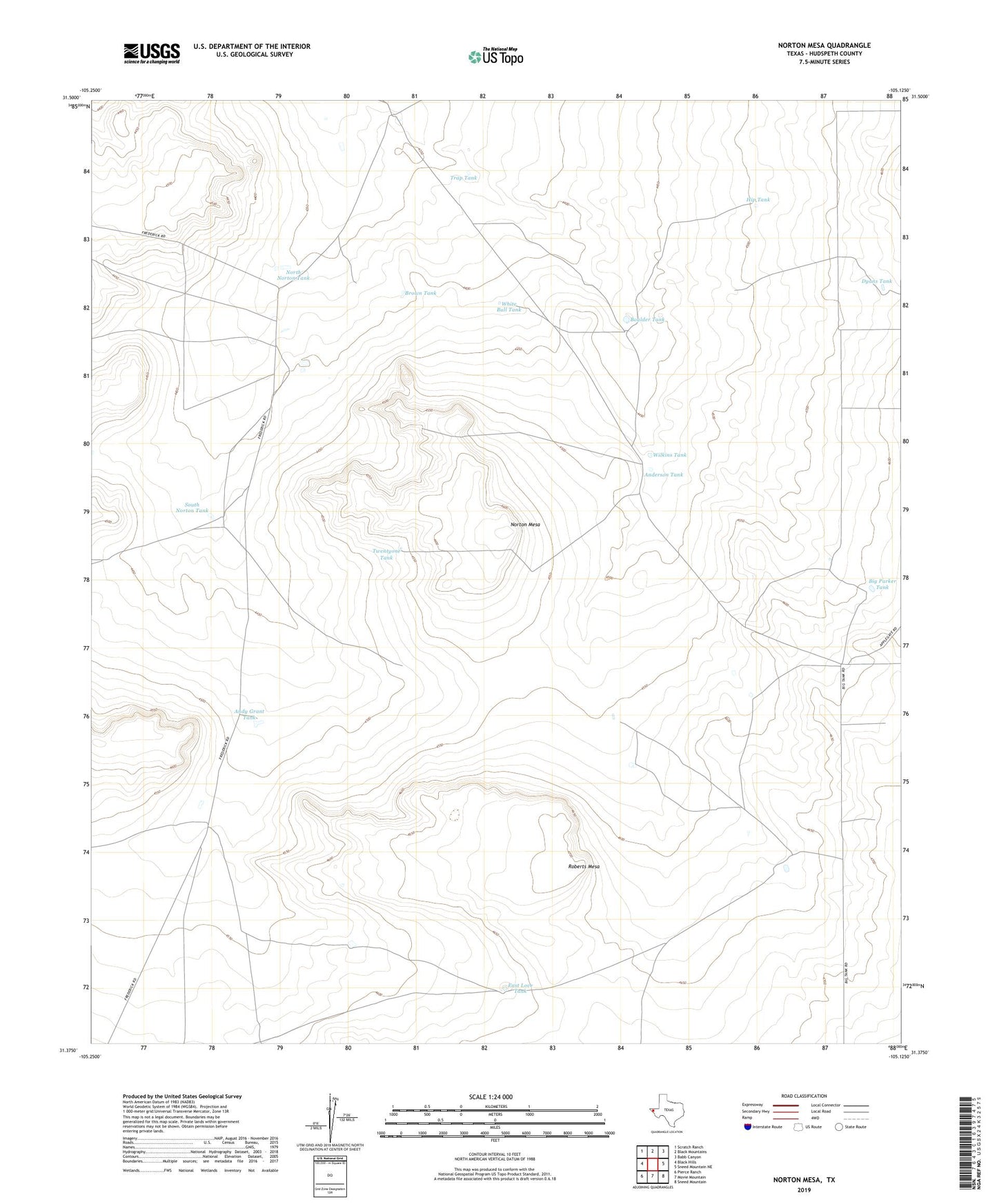 Norton Mesa Texas US Topo Map Image