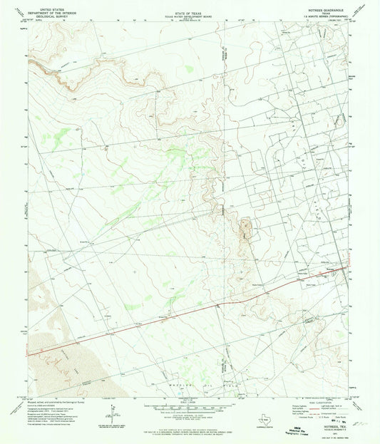 Classic USGS Notrees Texas 7.5'x7.5' Topo Map Image
