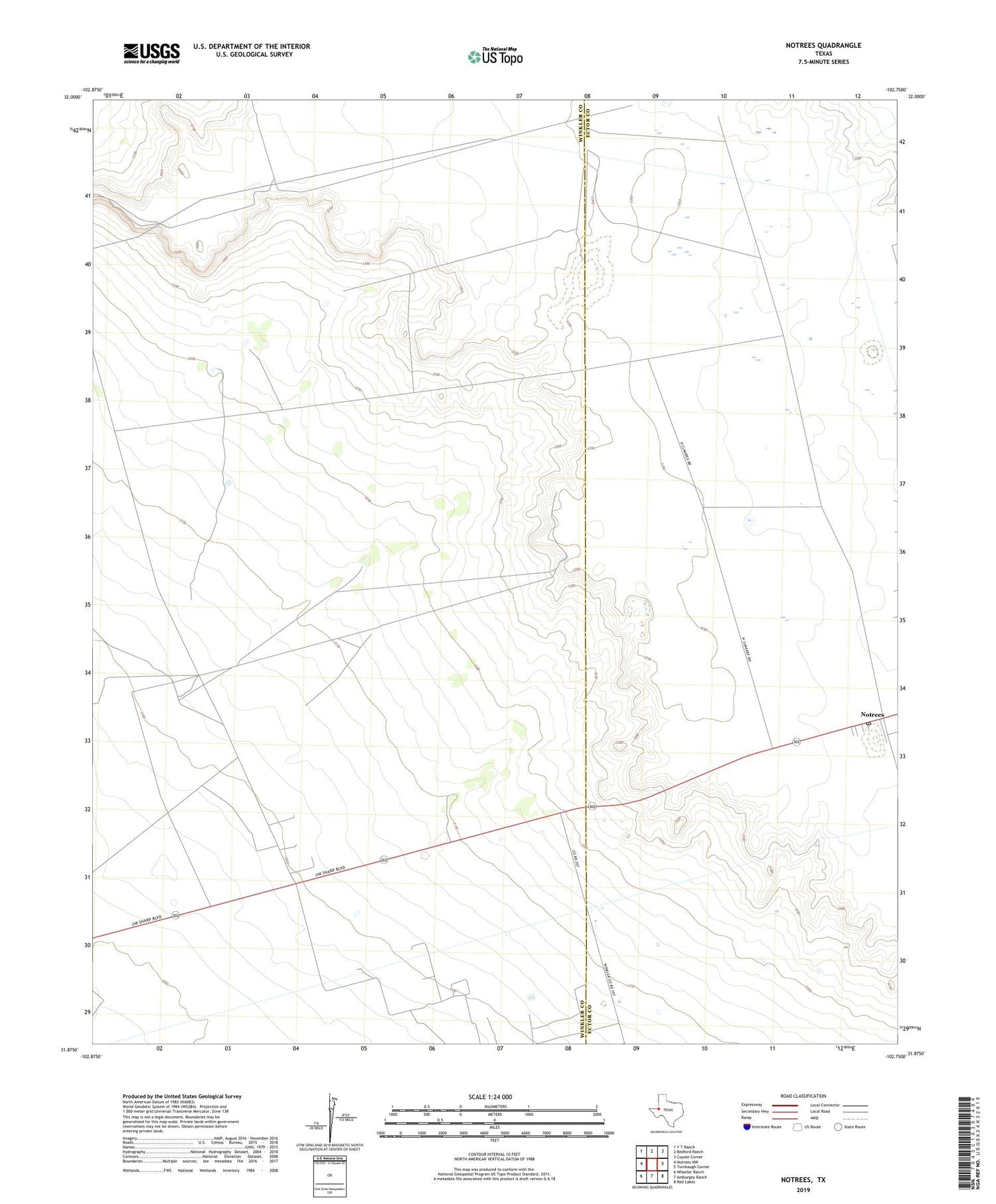 Notrees Texas US Topo Map Image
