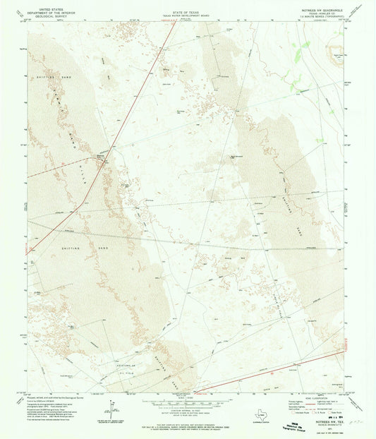 Classic USGS Notrees NW Texas 7.5'x7.5' Topo Map Image