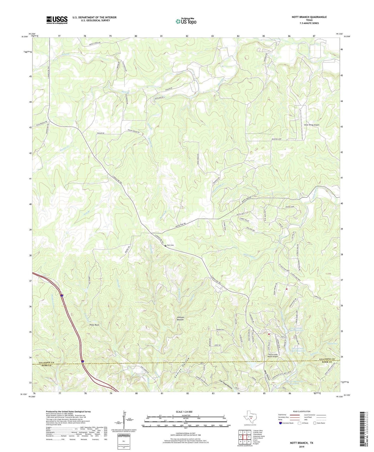 Nott Branch Texas US Topo Map Image