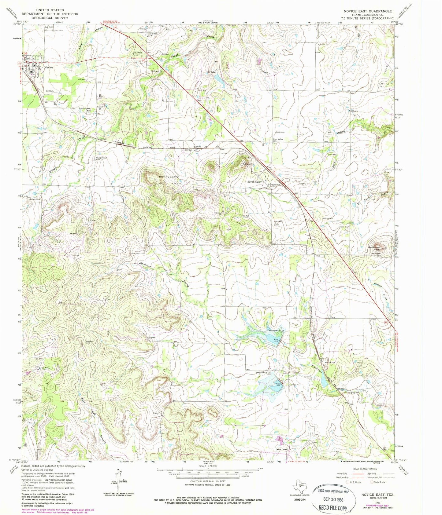 Classic USGS Novice East Texas 7.5'x7.5' Topo Map Image